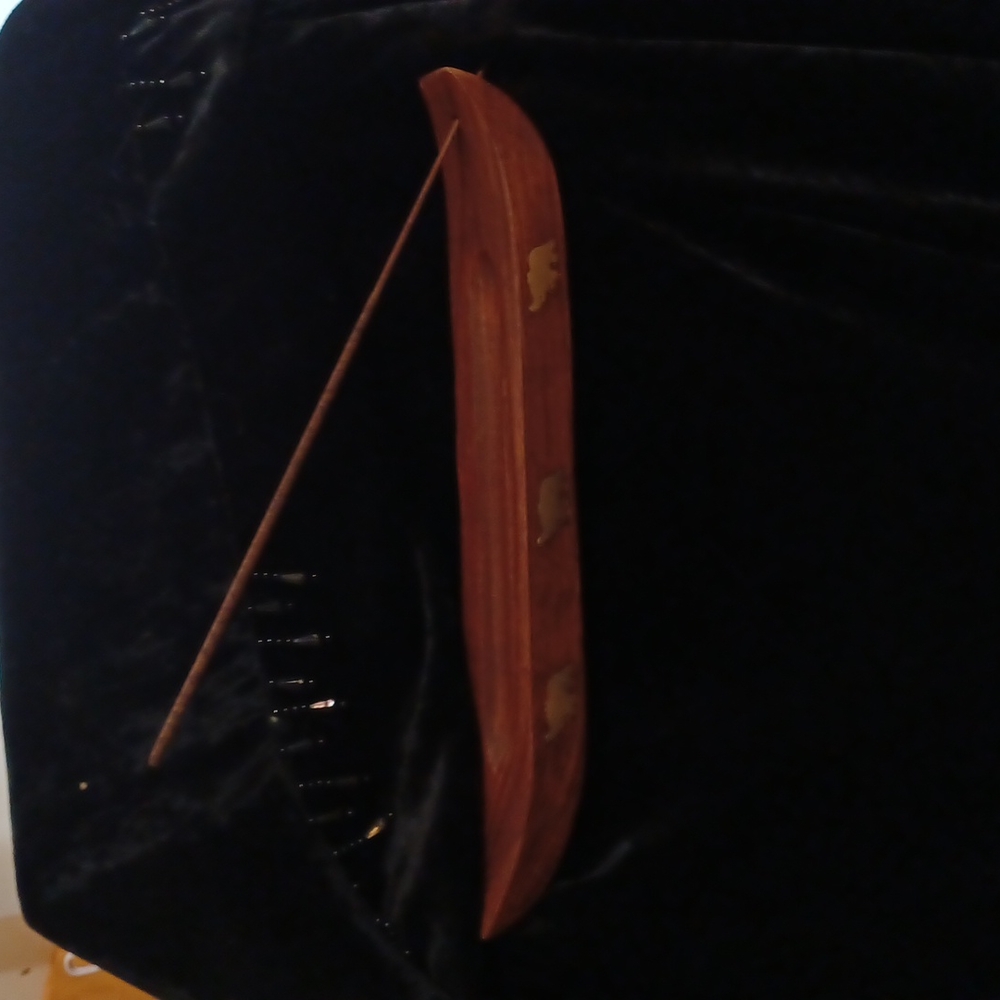 Brass Inlay Elephant Wood Canoe